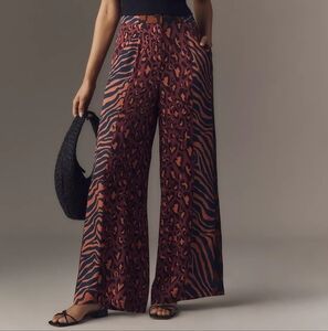 FARM Rio Animal Print Wide Leg Pants - Red and Black